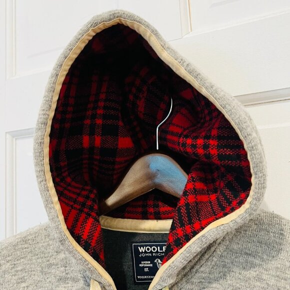 Woolrich Jacket Men's M Flannel Wool Cotton Blend Winter Coat Hoodie - Picture 14 of 16
